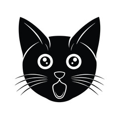 Fototapeta premium surprised cat head icon silhouette on white backgr (2).eps