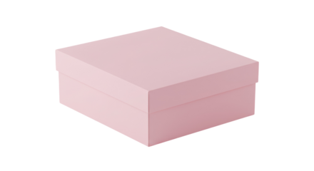 Pastel Pink Square Gift Box On Transparent Background