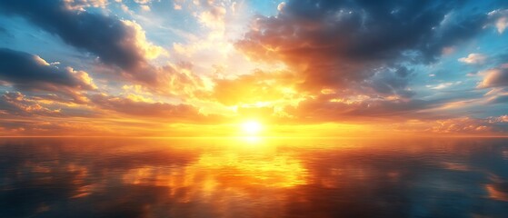 Obraz premium Dramatic sunset over calm water