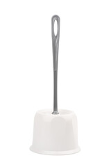 Toilet brush with holder isolated on white. Hygiene. Cleaning.