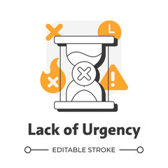 Lack of urgency flat outline concept icon. Low priority. Schedule appointment. Change date. Customer need. Sales objection. Modern line illustration with orange glyphs. Conceptual visual. Easy to edit