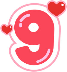 Heart Decorated Number 9
