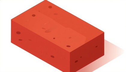 Flat style illustration of a single red brick with clean lines and subtle shading. Isolated on white background. Ideal for icons, infographics, or construction-themed designs