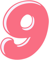 Cute Puffy Bold Number 9
