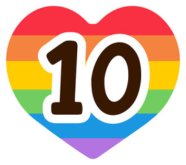 Pride Month Rainbow Heart Number 10

