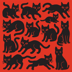 Playful Cat Pattern Illustration