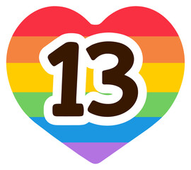 Pride Month Rainbow Heart Number 13
