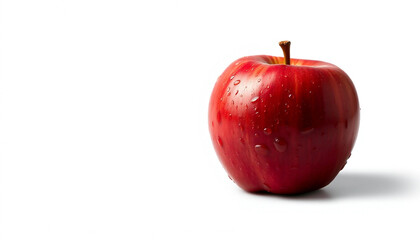 4k ULTRA HD Fresh Red Apple with Water Droplets on Plain Neutral Grey Background, Isolated