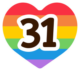 Pride Month Rainbow Heart Number 31
