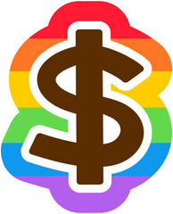 Rainbow Money symbol icon $ 