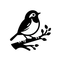Fototapeta premium Robin bird logo icon design black white