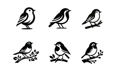 Fototapeta premium Robin bird logo icon design black white