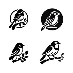 Obraz premium Robin bird logo icon design black white