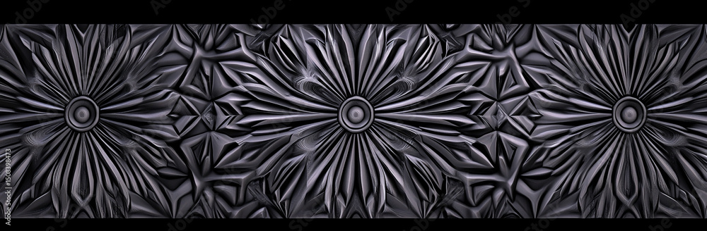 Aufkleber a black and gray pattern with symmetrical geometric shapes and fractal patterns.
