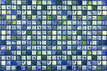 Blue green dirty checkered tiled abstract background