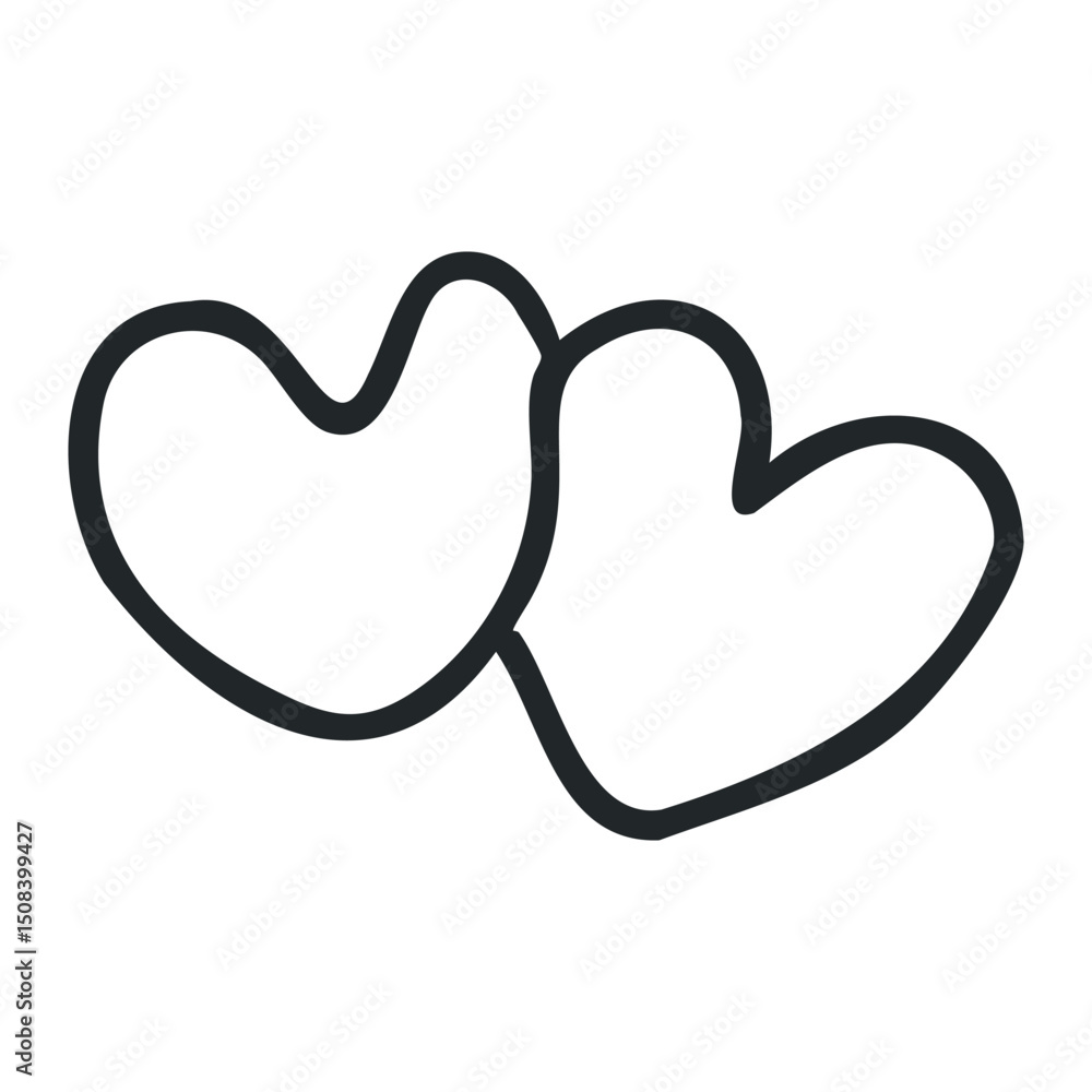 Poster intertwined heart outline design with bold black lines – stock vector icon in line drawing style
