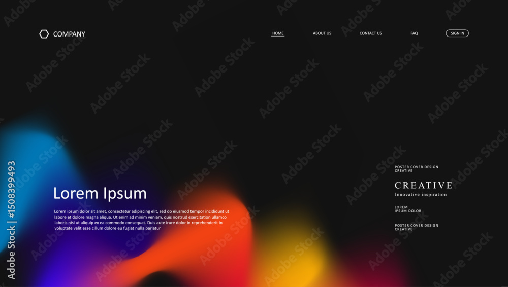 Poster abstract wave futuristic design of landing page. retro gradient mesh website design