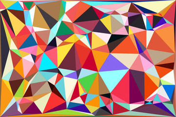 Abstract multicolor triangle background. Polygonal vector design in illustrator. Polygonal color background. Colorful polygonal background. colorful mosaic geometric background design with triangles