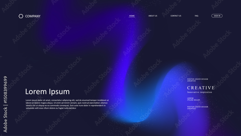 Fototapete Abstract wave futuristic design of landing page. retro gradient mesh website design	