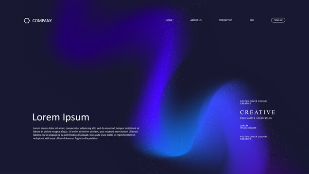 Abstract wave futuristic design of landing page. retro gradient mesh website design	