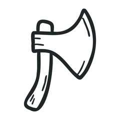 Simple outline of a medieval battle axe with curved blade &ndash; stock vector icon in line drawing style