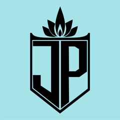 JP Logo with Elegant Crown Symbol and Shield