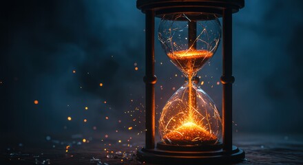 hourglass on black background By Generated AI