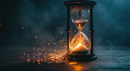 hourglass on black background By Generated AI