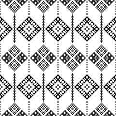 Black and White Tribal Geometric Seamless Pattern