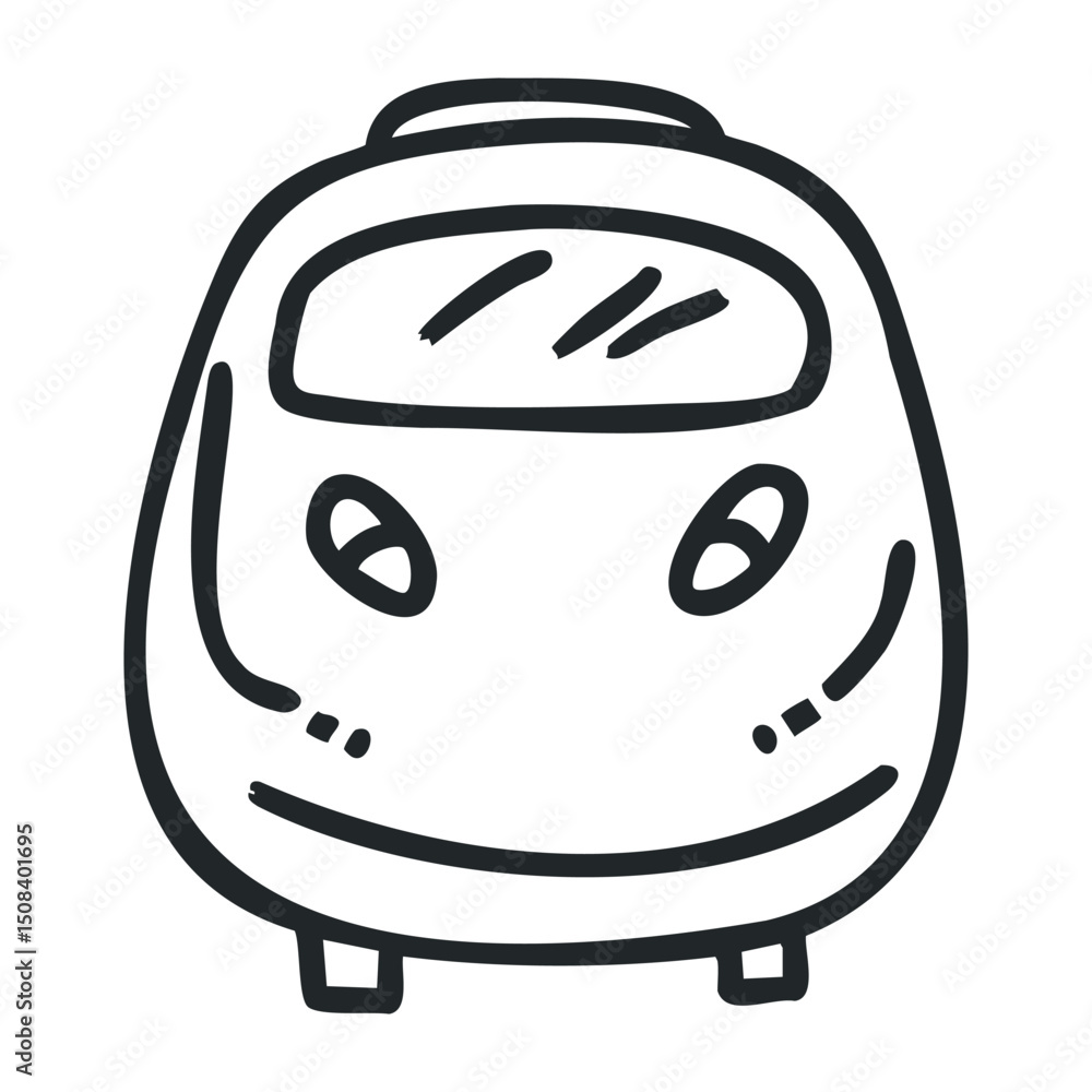 Aufkleber simple line drawing of a front view train with windows and wheels – stock vector icon in line drawin
