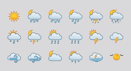 Obraz premium weather colour icon set