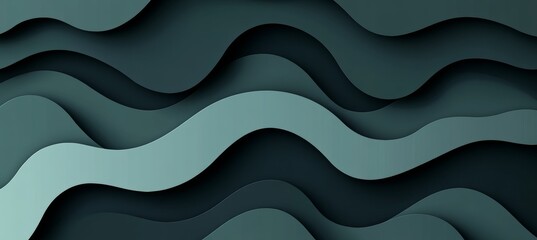 Obraz premium Abstract Green Paper Carved Background, Flowing. Abstract art, contemporary, minimalist design.