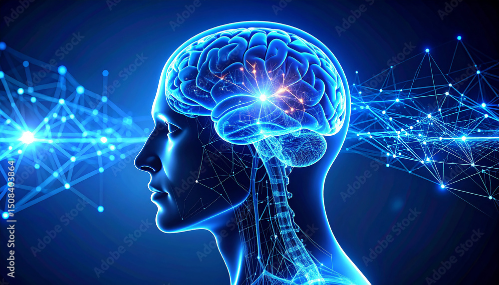 Poster brain connectivity: a striking digital artwork showcases the intricate network of the human brain, w