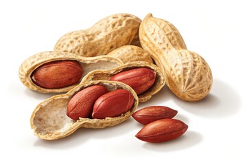 High quality image of peanuts in shells isolated on white background