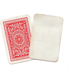 A pair of vintage playing cards with one blank on a white background.