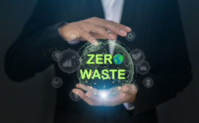 People showing zero waste with eco friendly sustainable business focus on reducing trash, biodegradable packaging, recycling, plastic reduction and responsible waste management for better environment