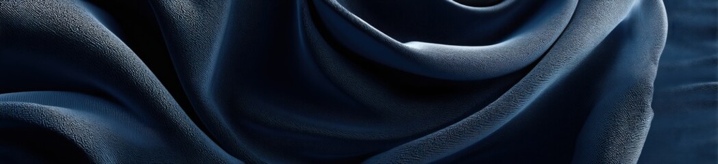 Closeup View Of Dark Blue Textured Fabric