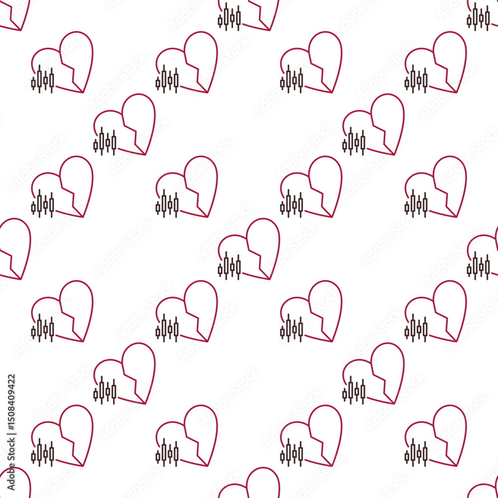 Aufkleber broken heart with candlestick pattern vector i hate trading seamless pattern in thin line style