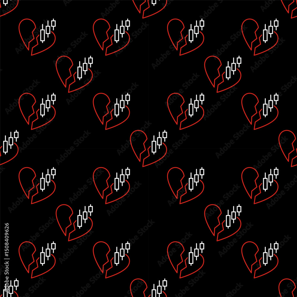 Aufkleber financial chart and broken heart vector i don't like trading linear seamless pattern