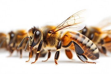 Close-Up of Bees in Formation - Nature's Intricate Pollinators in Detail