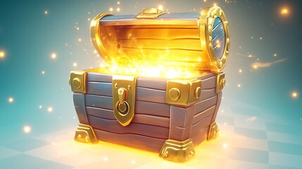 An open treasure chest overflowing with golden light.