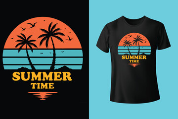 Summer Day Vector T-Shirt Design – Bright and Tropical Style, Sunny Beach T-Shirt Graphic – Fun and Colorful Summer Art, Cool Summer T-Shirt Design – Vacation and Chill Vibes.
