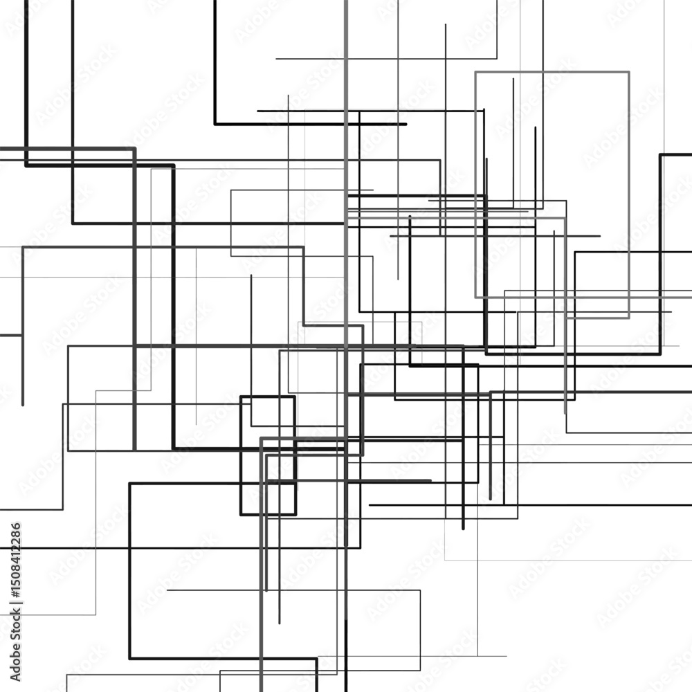 Poster black lines on white background. abstract black and white square pattern of lines. abstract traffic 