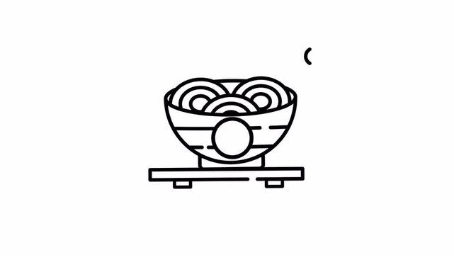 Line Art Animated Takeout Noodles Icon