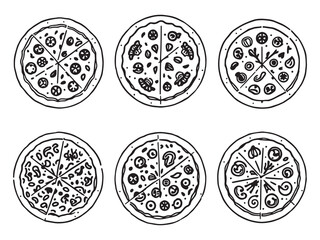 Frozen pizza line art vector