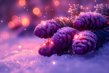 Winter Holiday Magic with Frosted Pine Cones - Perfect for Seasonal Design and Festive Decor