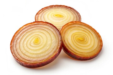 Fototapeta premium Three slices of red onion rings isolated on white background