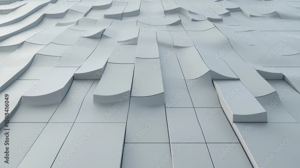 Fototapete abstract 3d white wave pattern background texture design for modern architecture