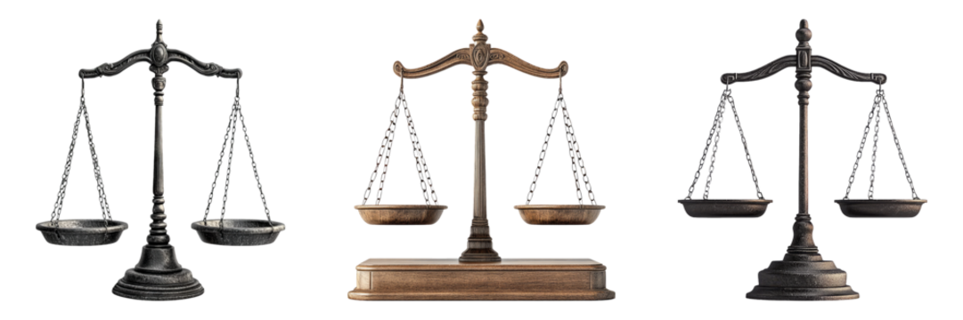 Isolated Scales of Justice on Transparent Background for Legal Use