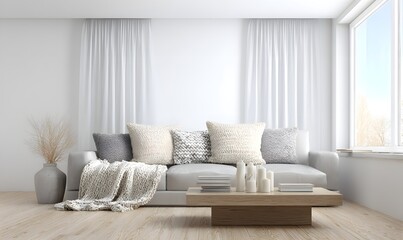 Modern Scandinavian living room, generation AI 